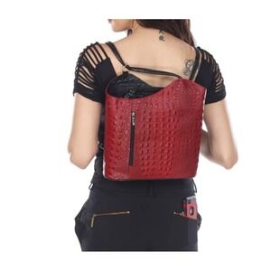M&R Borse in pelle, victoria 900‎ red/black leather Convertible Purse Backpack
